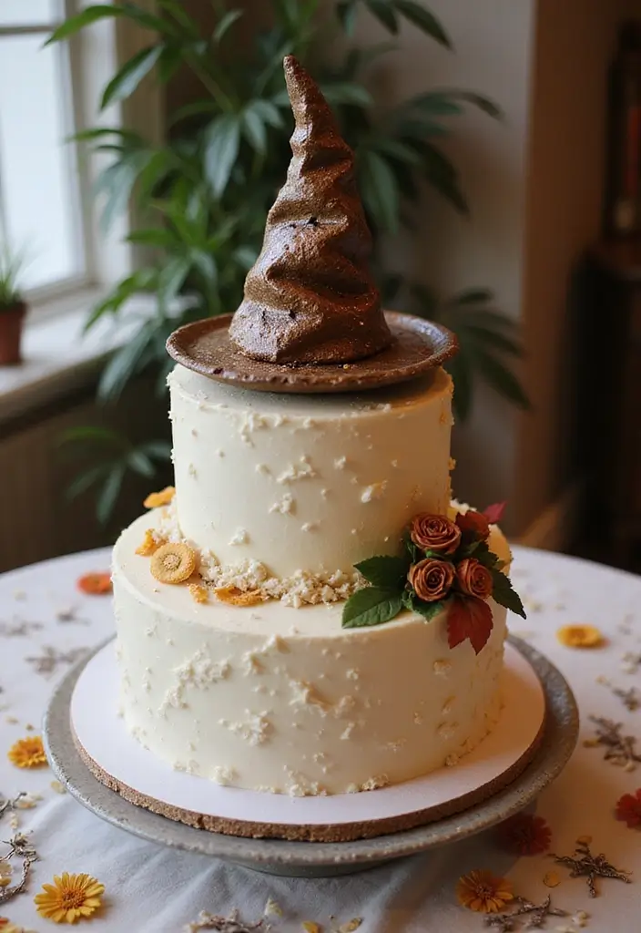 26 Harry Potter Theme Decoration Ideas Full Of Magic - 8. Sorting Hat Cake Topper