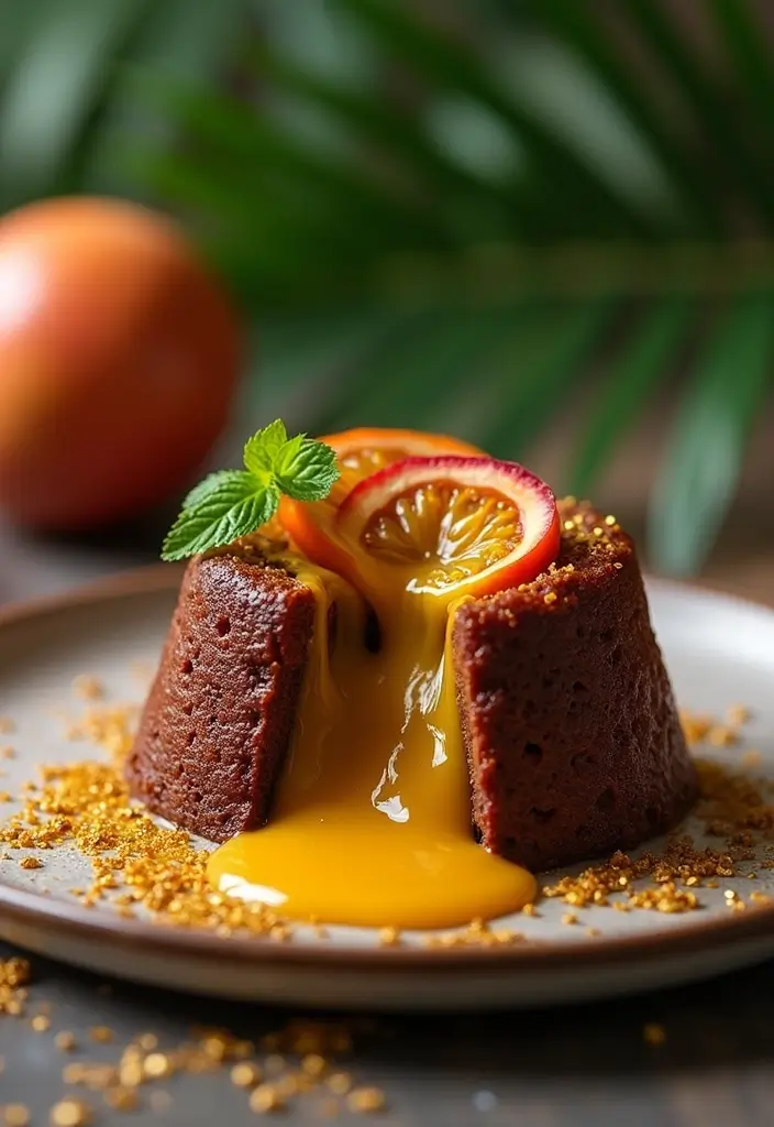 27 Aloha Cake Ideas With Tropical Vibes - 1. Lava Cake with Passionfruit Glaze