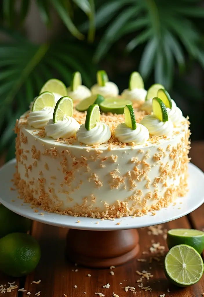 27 Aloha Cake Ideas With Tropical Vibes - 13. Key Lime Cake with Coconut Frosting
