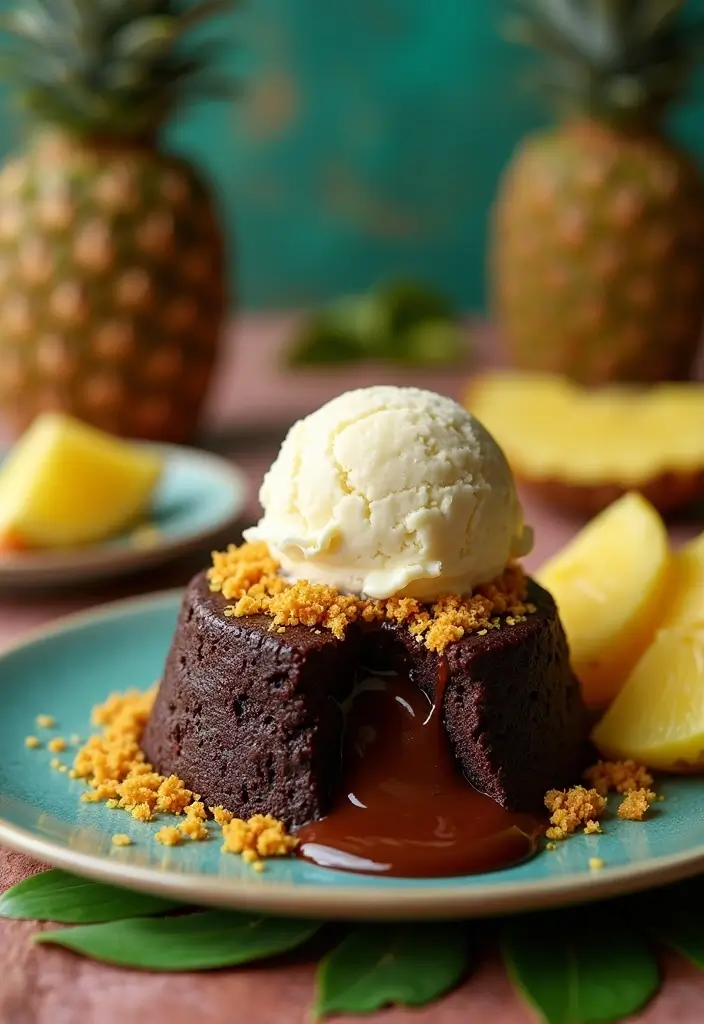 27 Aloha Cake Ideas With Tropical Vibes - 14. Chocolate Lava Tropical Cake