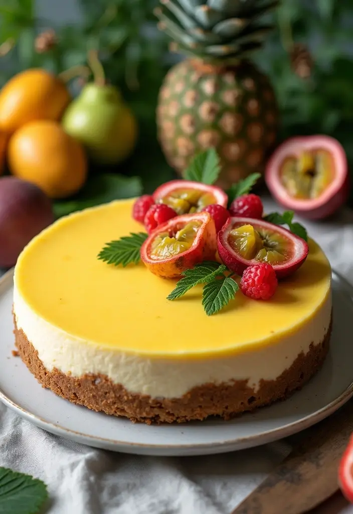 27 Aloha Cake Ideas With Tropical Vibes - 16. Tropical Cheesecake