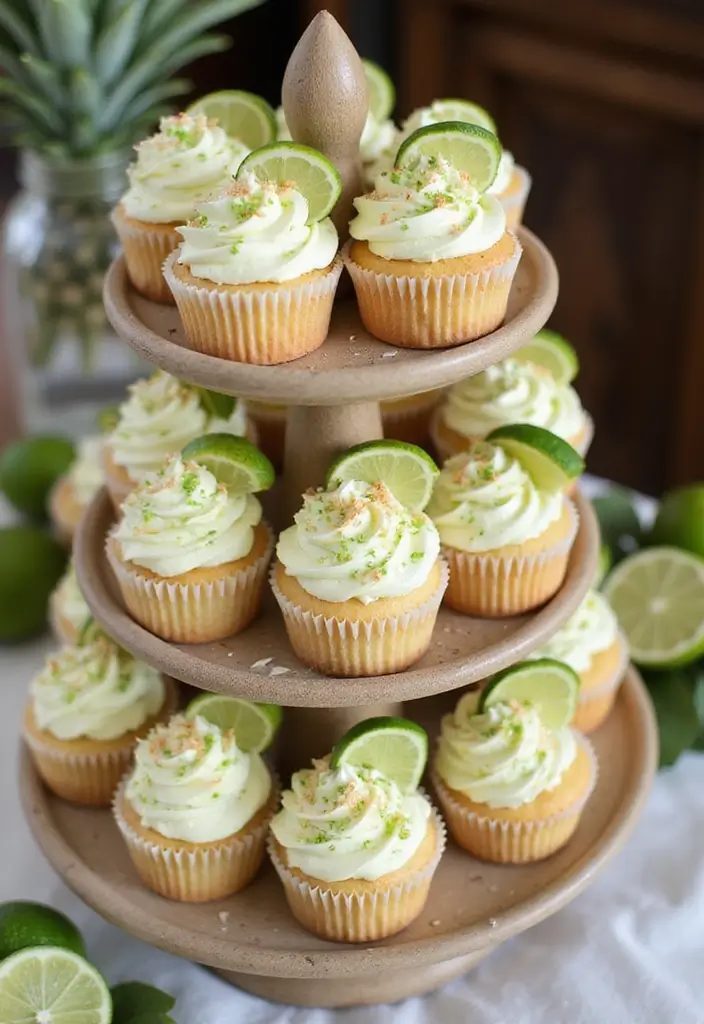 27 Aloha Cake Ideas With Tropical Vibes - 17. Coconut Lime Cupcakes
