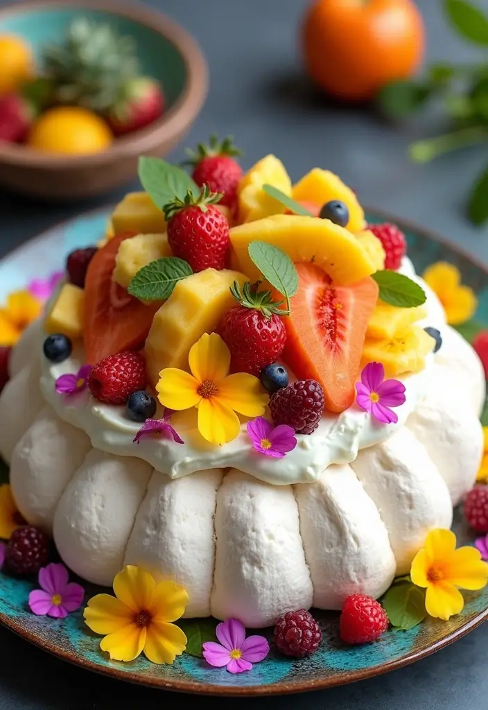 27 Aloha Cake Ideas With Tropical Vibes - 18. Tropical Pavlova