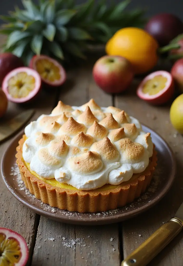 27 Aloha Cake Ideas With Tropical Vibes - 21. Passionfruit Meringue Tart