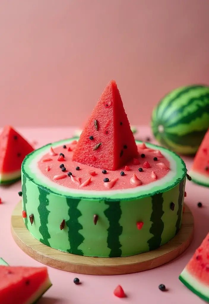 27 Aloha Cake Ideas With Tropical Vibes - 22. Watermelon Cake