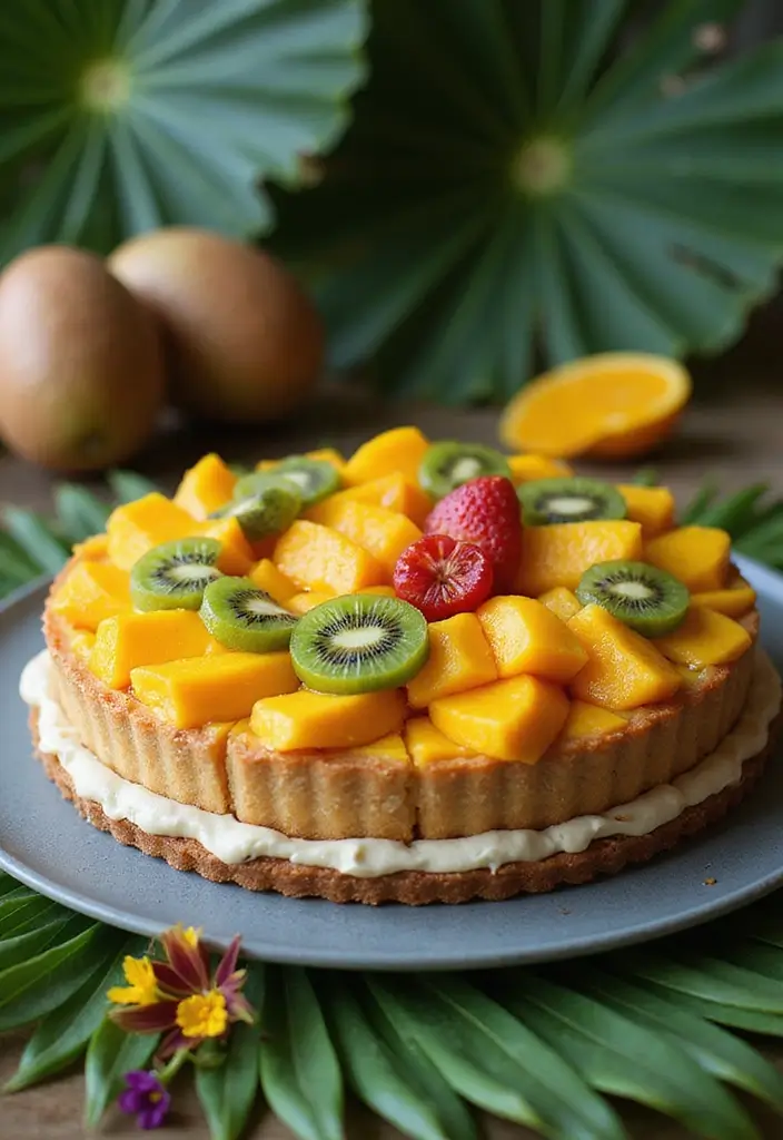 27 Aloha Cake Ideas With Tropical Vibes - 4. Tropical Fruit Tart Cake