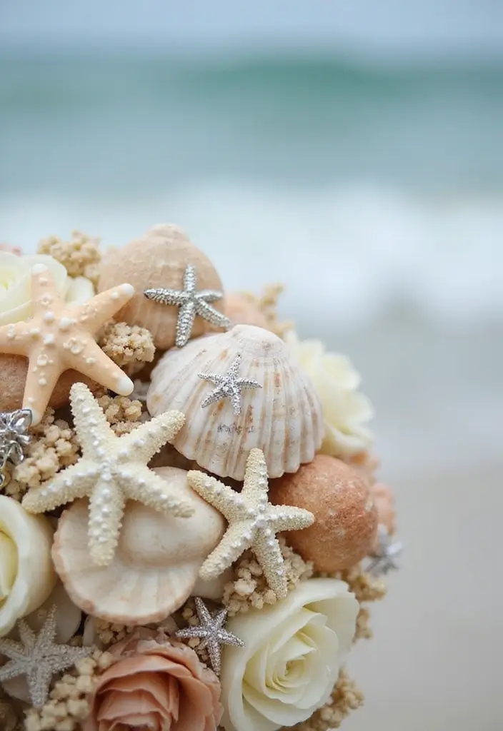 27 Beach Wedding Ideas That Feel Breezy and Beautiful - 12. Seashell and Starfish Accents