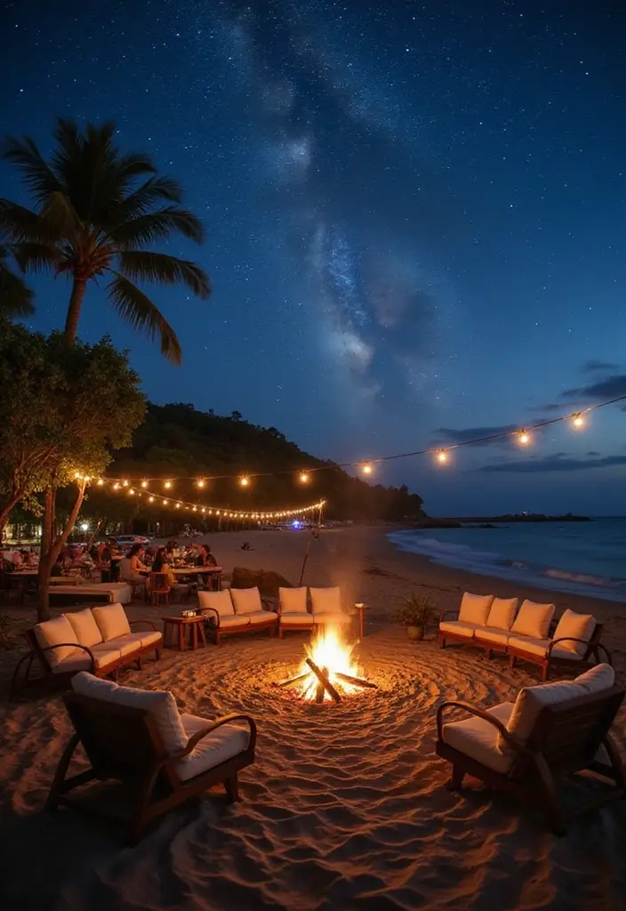 27 Beach Wedding Ideas That Feel Breezy and Beautiful - 17. Beach Bonfire Reception