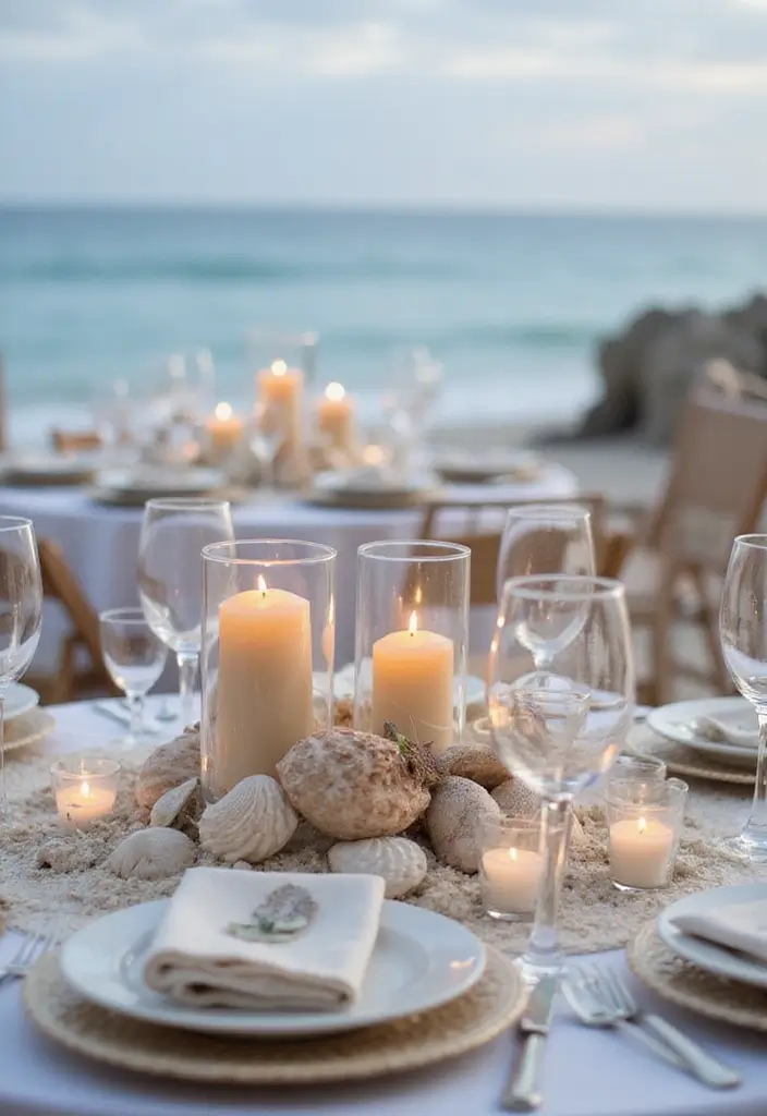 27 Beach Wedding Ideas That Feel Breezy and Beautiful - 2. Seashell Centerpieces