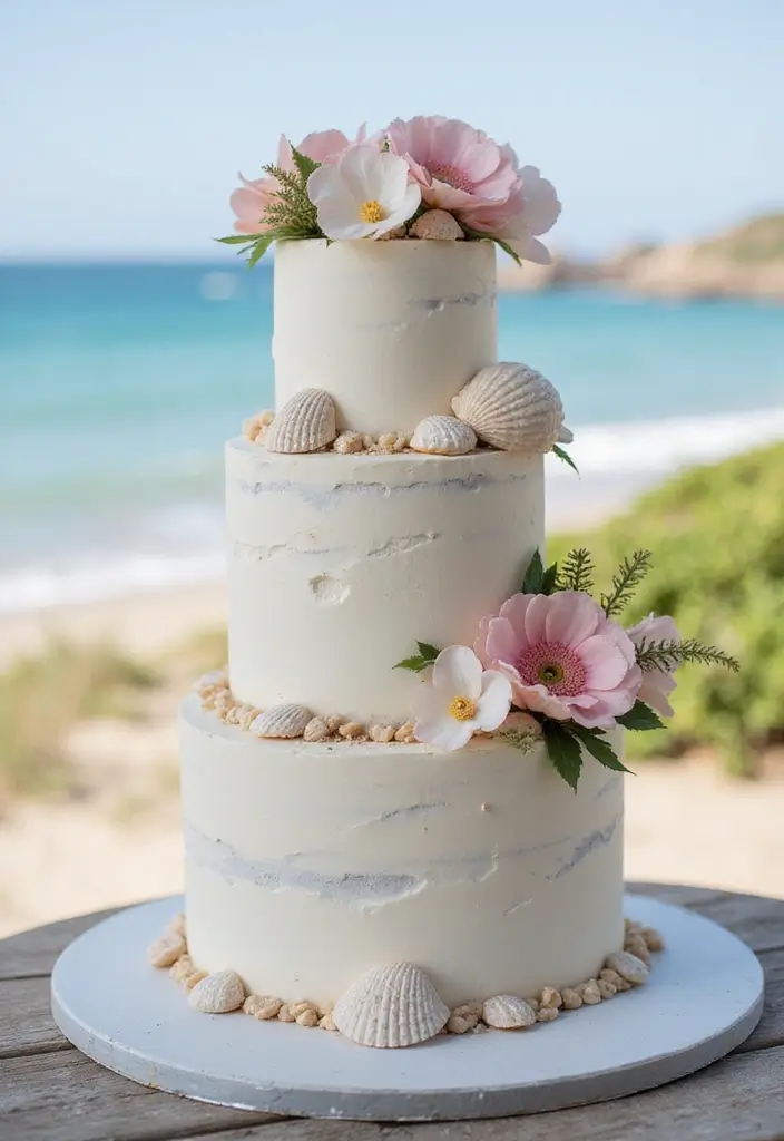 27 Beach Wedding Ideas That Feel Breezy and Beautiful - 6. Ocean-Inspired Cake Designs