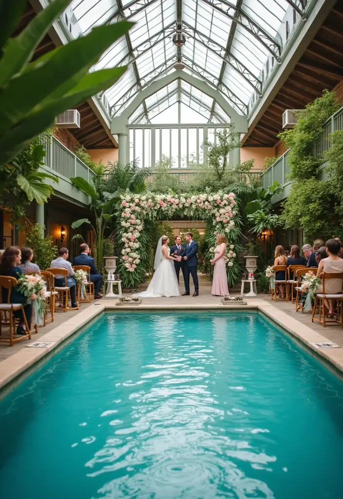 27 Budget Wedding Venue Ideas That Feel Dreamy and Affordable - 23. Indoor Pools