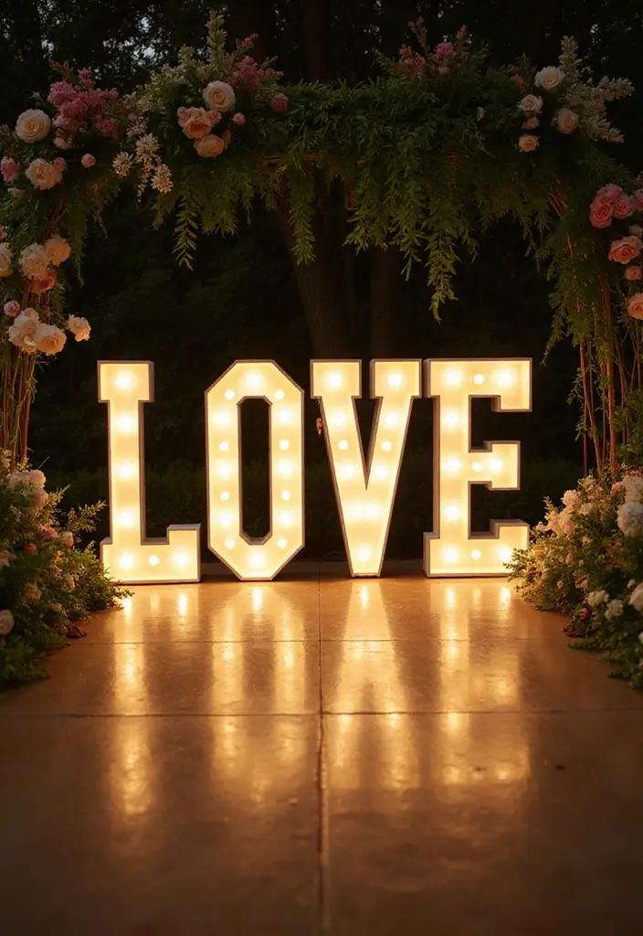 27 Home Reception Ideas That Feel Cozy - 12. Light-Up Letters