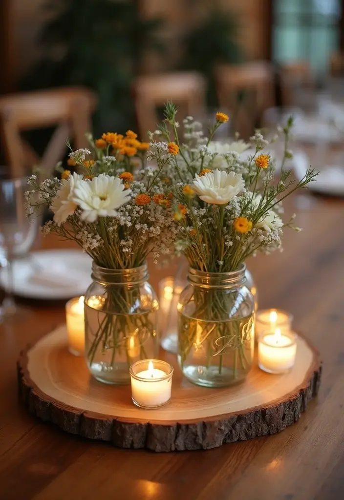 27 Home Reception Ideas That Feel Cozy - 2. DIY Rustic Centerpieces