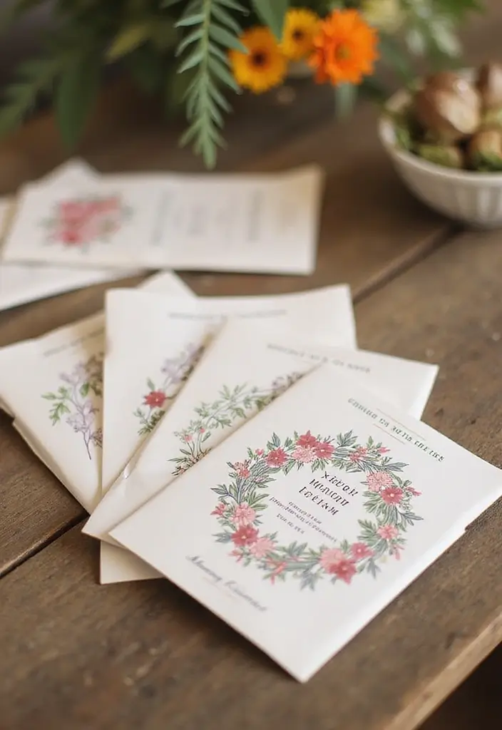 27 Home Reception Ideas That Feel Cozy - 25. Seed Packet Favors