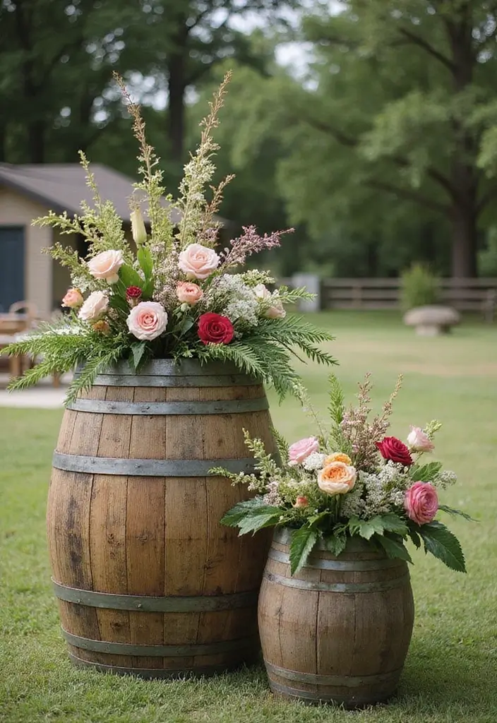 27 Home Reception Ideas That Feel Cozy - 26. Rustic Barrels for Decor