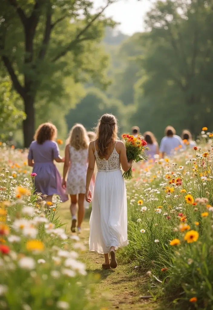 27 Miss To Mrs Bridal Shower Ideas That Feel Special - 21. Wildflower Walk and Craft