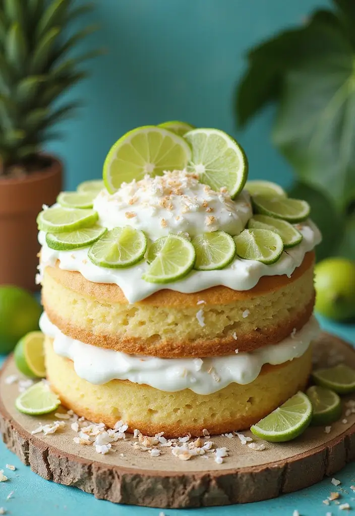 27 One Year Anniversary Cake Ideas That Celebrate Love - 27. Tropical Coconut Lime Cake