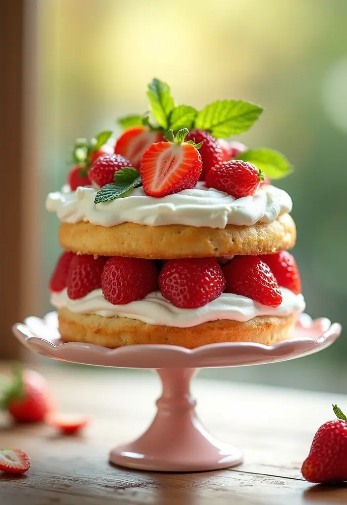 27 One Year Anniversary Cake Ideas That Celebrate Love - 4. Sweetheart Strawberry Shortcake