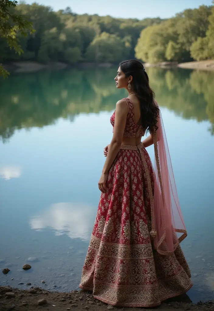 27 Photo Ideas With Lehenga That Highlight The Outfit - 10. Using Reflections