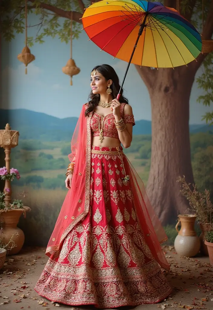 27 Photo Ideas With Lehenga That Highlight The Outfit - 18. Fun Props