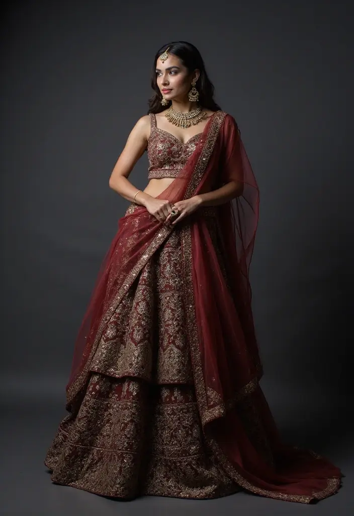 27 Photo Ideas With Lehenga That Highlight The Outfit - 22. Layered Outfits