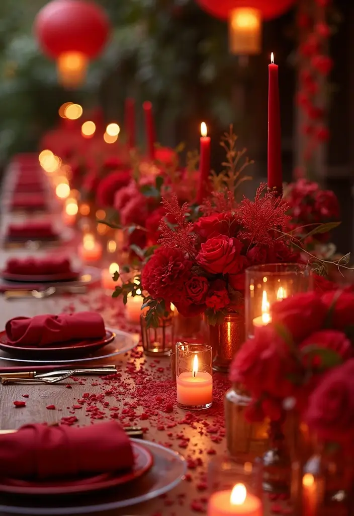 27 Red Bridal Shower Ideas That Radiate Passion - 25. Red-Themed Centerpieces