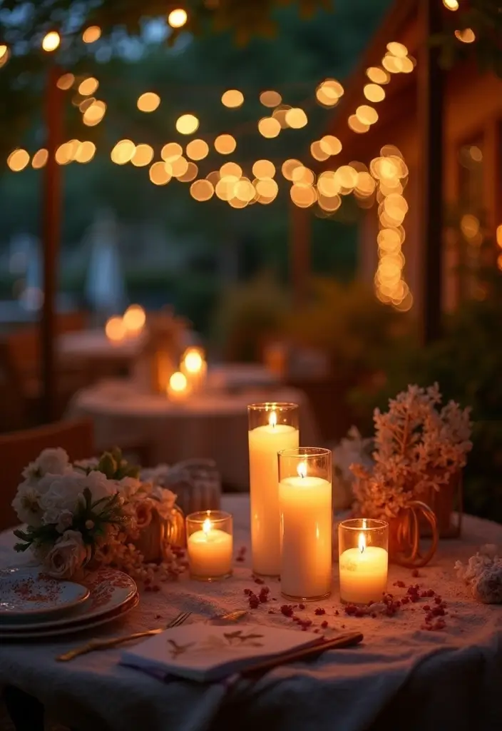 27 Red Bridal Shower Ideas That Radiate Passion - 6. Romantic Lighting