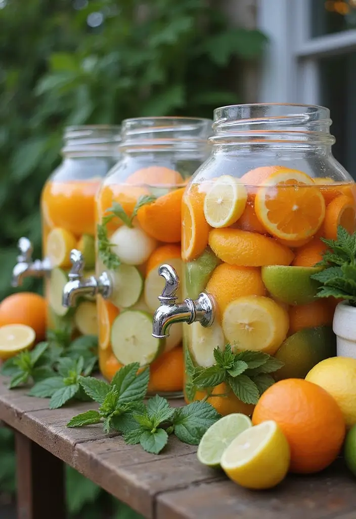27 Wedding Refreshment Ideas Guests Will Appreciate - 1. Citrus Infused Water Station