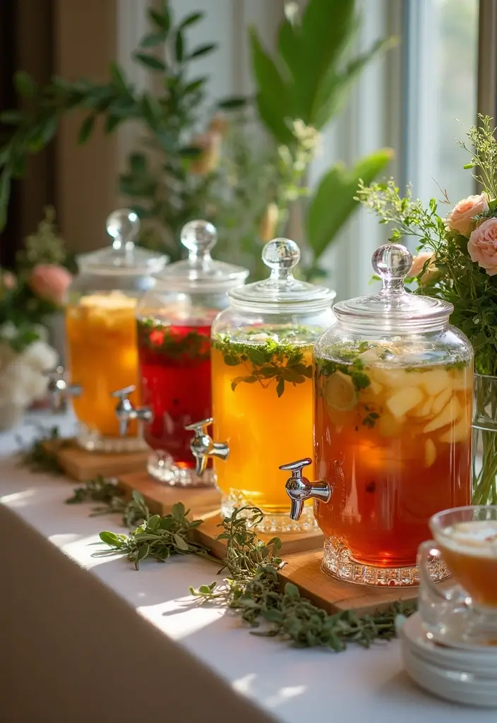 27 Wedding Refreshment Ideas Guests Will Appreciate - 3. Elegant Iced Tea Station