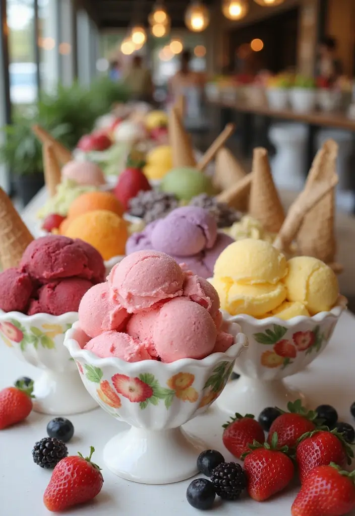 27 Wedding Refreshment Ideas Guests Will Appreciate - 7. Seasonal Fruit Gelato Stand