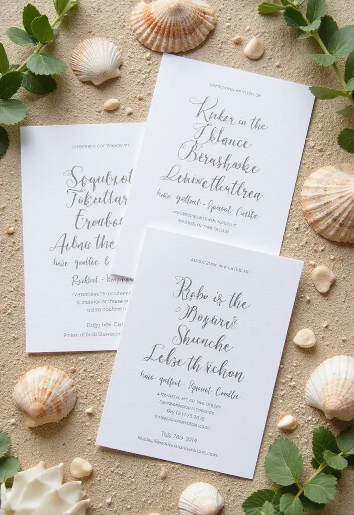 28 Beach Bridal Shower Ideas That Feel Breezy and Elegant - 1. Seashell-Inspired Invitations