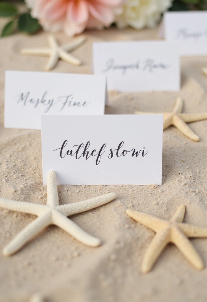 28 Beach Bridal Shower Ideas That Feel Breezy and Elegant - 11. Starfish Place Cards