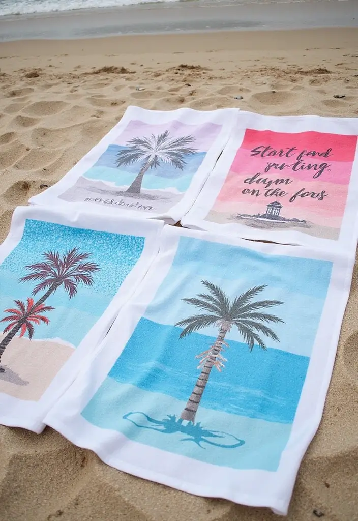 28 Beach Bridal Shower Ideas That Feel Breezy and Elegant - 23. Custom Beach Towels for Guests