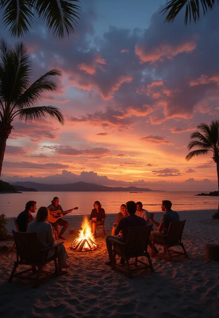 28 Beach Bridal Shower Ideas That Feel Breezy and Elegant - 24. Beach Bonfire with Live Music