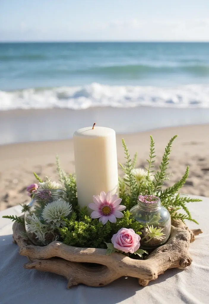 28 Beach Bridal Shower Ideas That Feel Breezy and Elegant - 3. Driftwood Centerpieces