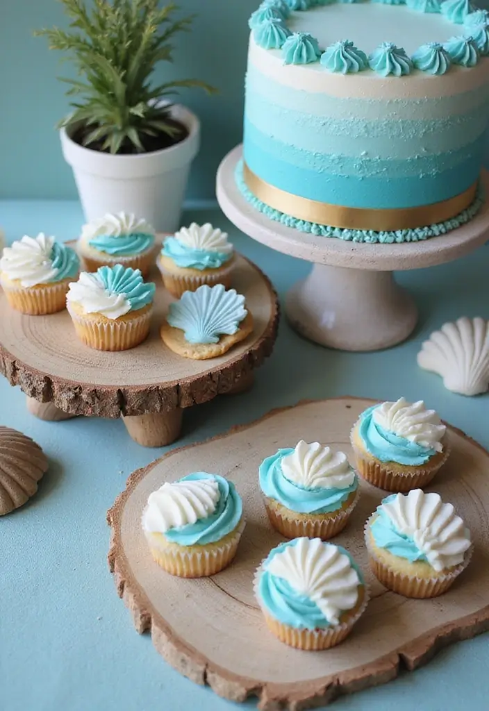 28 Beach Bridal Shower Ideas That Feel Breezy and Elegant - 6. Ocean-Inspired Dessert Table