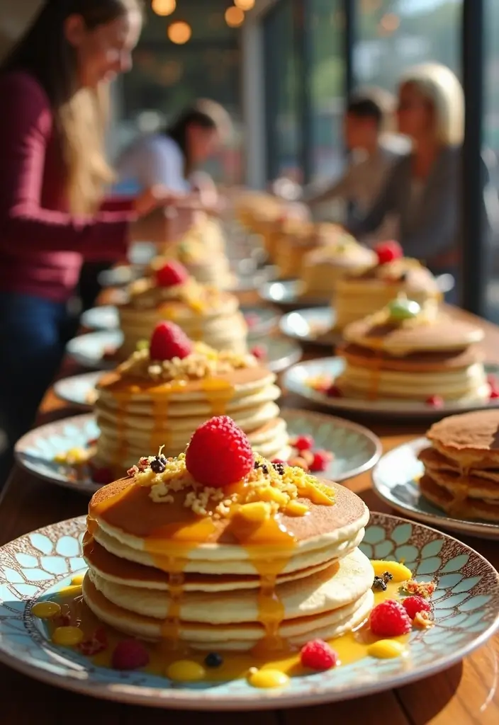 28 Breakfast Wedding Ideas That Feel Cozy and Unique - 1. Pancake Bar Extravaganza