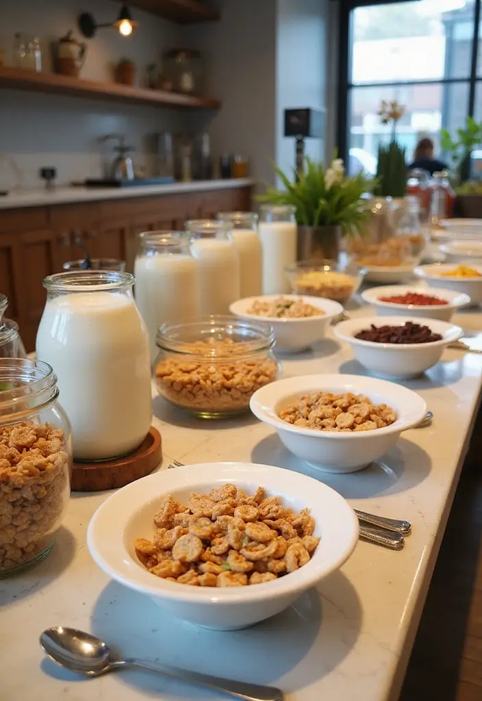 28 Breakfast Wedding Ideas That Feel Cozy and Unique - 11. Gourmet Cereal Bar