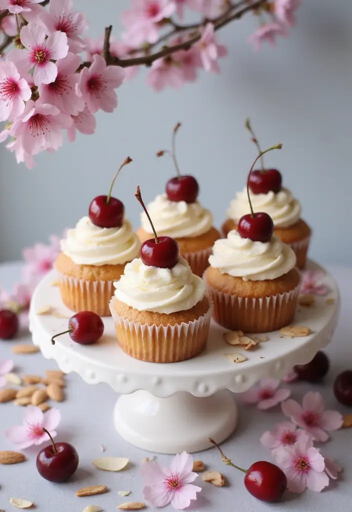 28 Bridal Shower Cupcake Ideas That Look and Taste Amazing - 19. Cherry Almond Cupcakes