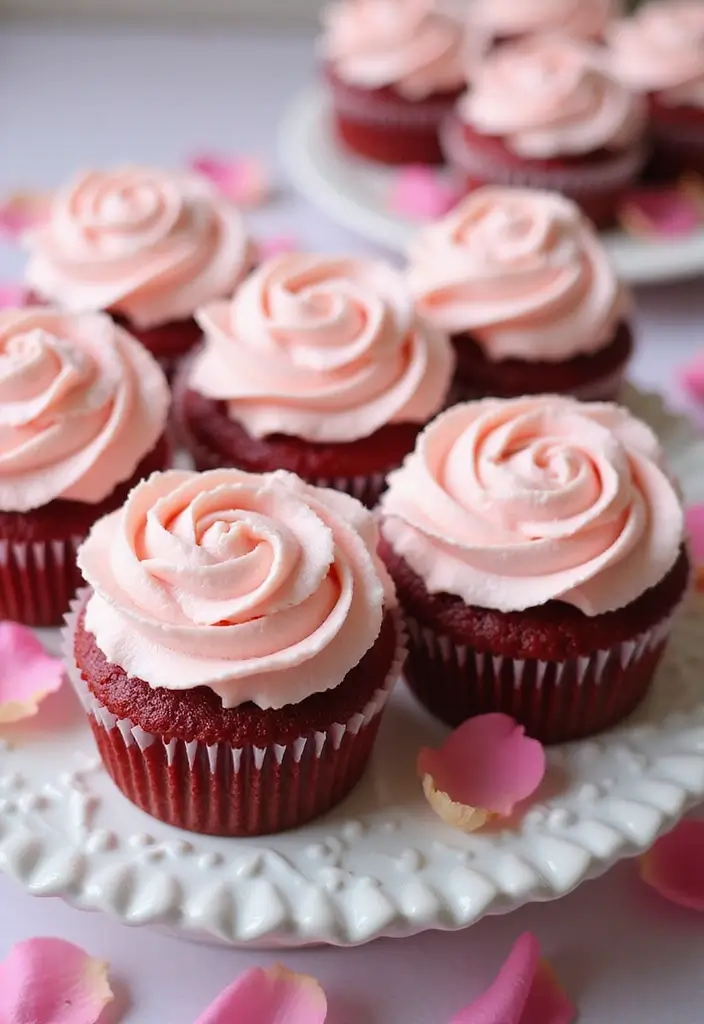 28 Bridal Shower Cupcake Ideas That Look and Taste Amazing - 2. Romantic Rose Cupcakes