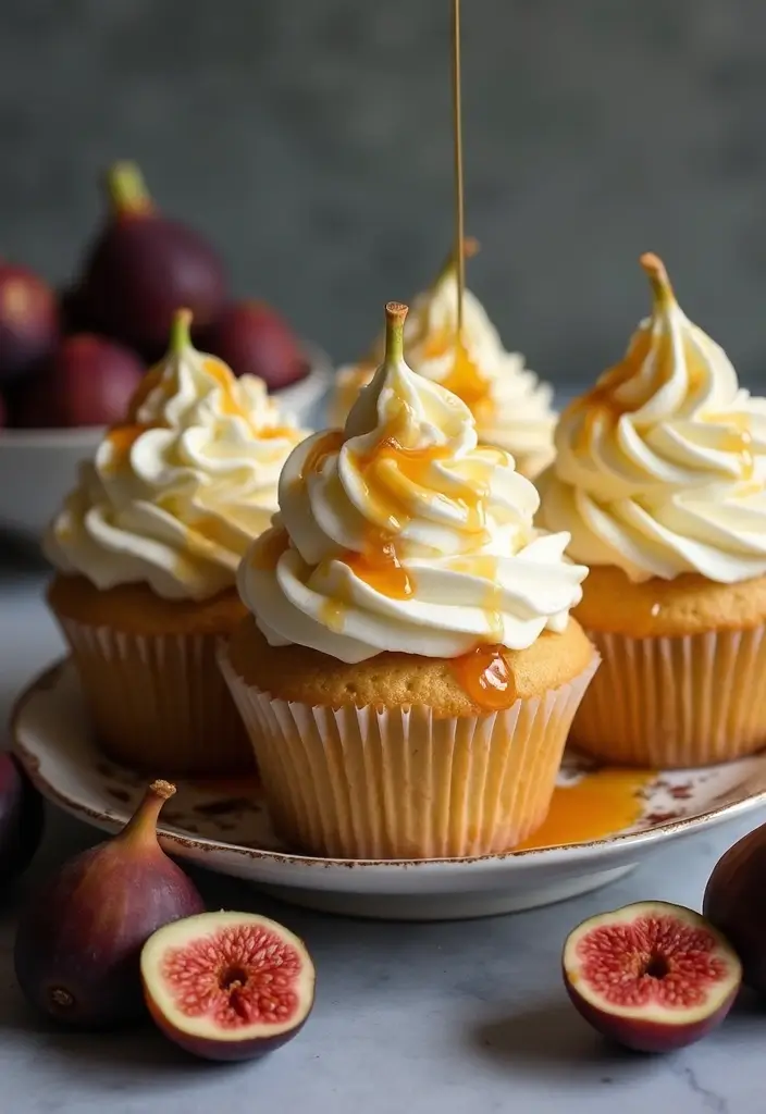 28 Bridal Shower Cupcake Ideas That Look and Taste Amazing - 22. Fig and Honey Cupcakes