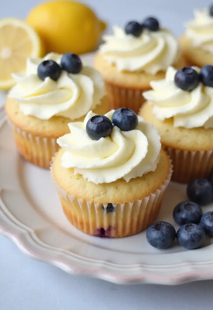 28 Bridal Shower Cupcake Ideas That Look and Taste Amazing - 24. Blueberry Lemon Cupcakes