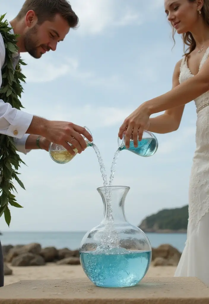 28 Ceremony Unity Ideas That Symbolize Your Love - 12. Ocean Water Unity Ceremony