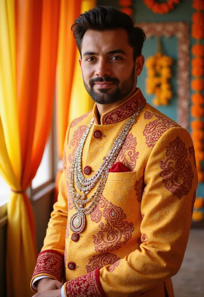 28 Haldi Ceremony Ideas For Groom That Feel Joyful - 1. Color Burst Decor