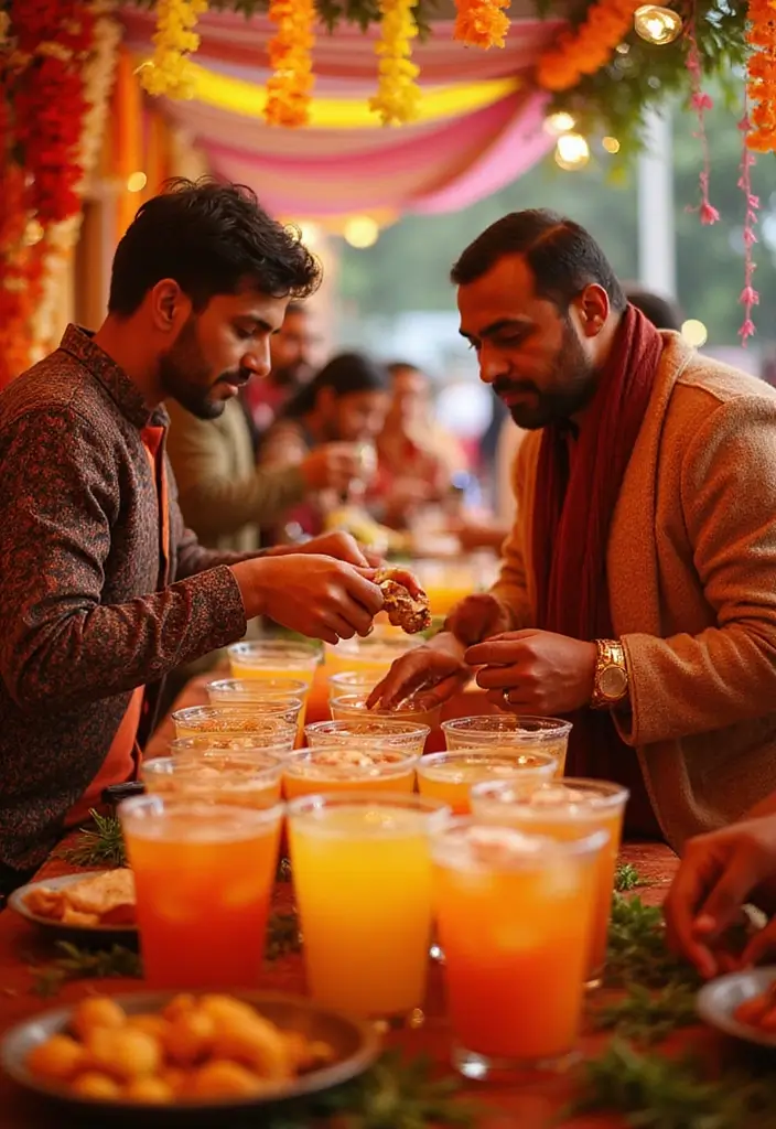 28 Haldi Ceremony Ideas For Groom That Feel Joyful - 17. Colorful Drink Stations