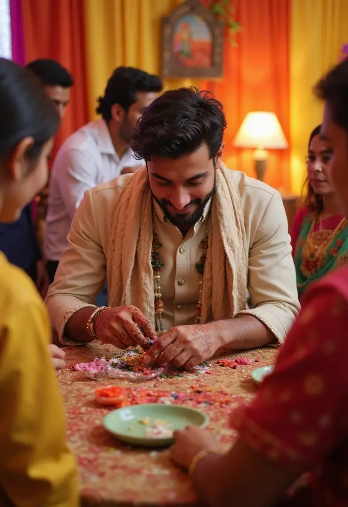 28 Haldi Ceremony Ideas For Groom That Feel Joyful - 5. Interactive Henna Station
