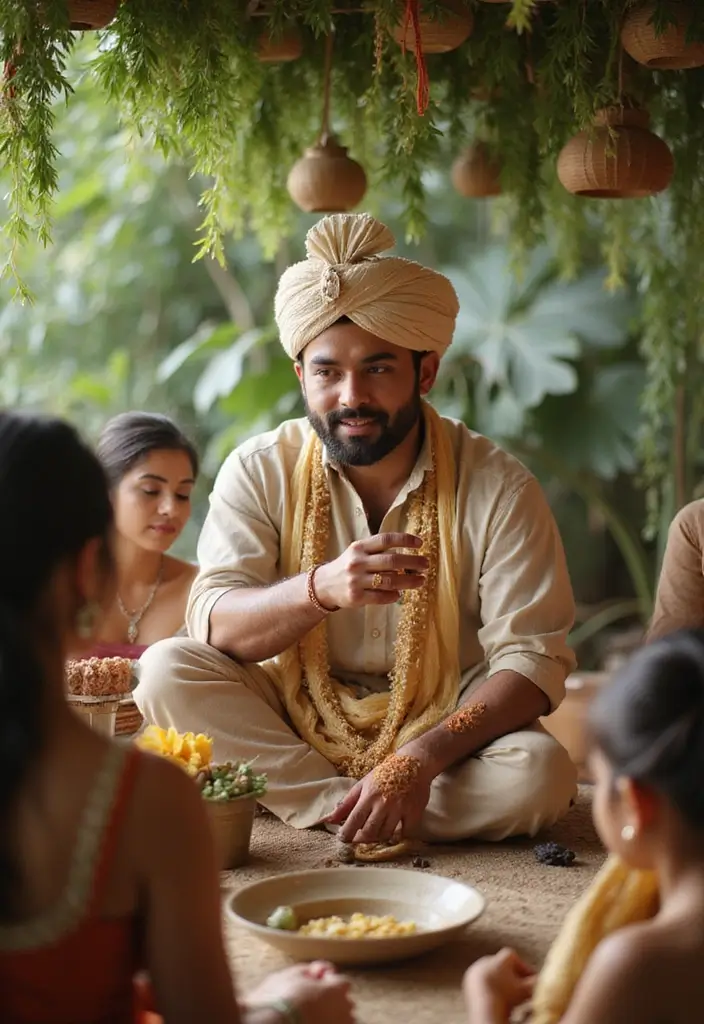 28 Haldi Ceremony Ideas For Groom That Feel Joyful - 8. Nature-Inspired Decor