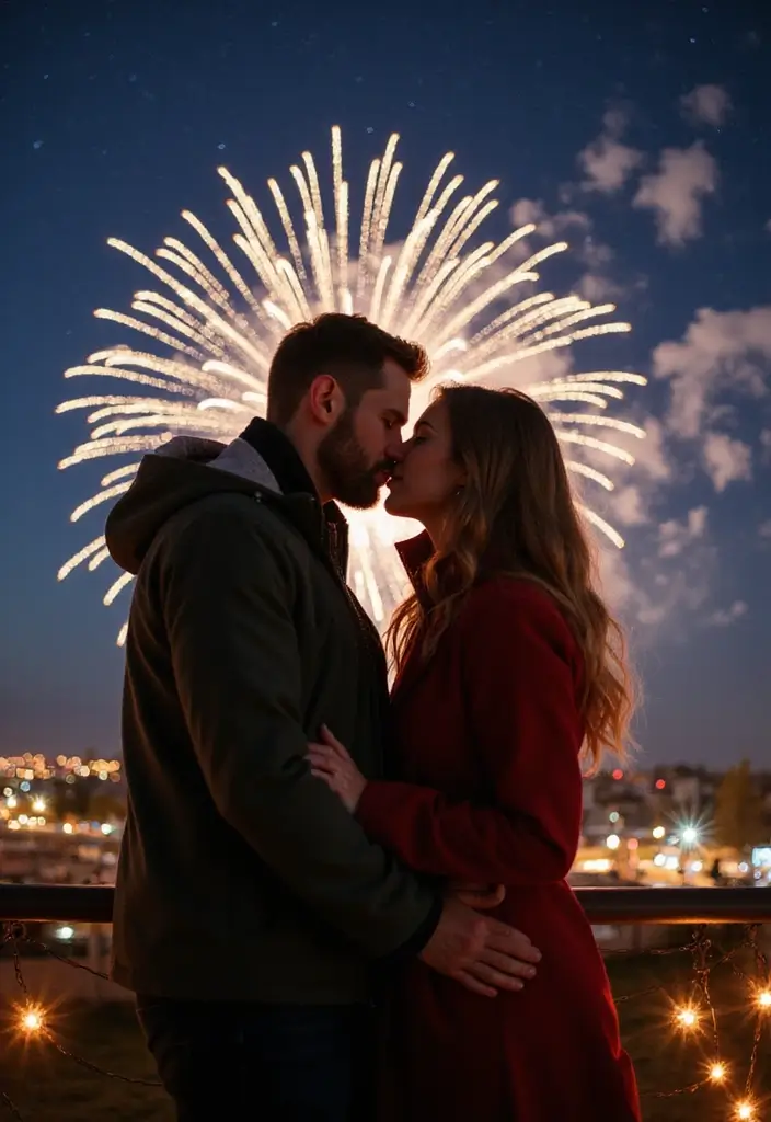 28 NYE Picture Ideas Couple Edition That Feel Festive - 1. Midnight Kiss Under the Stars