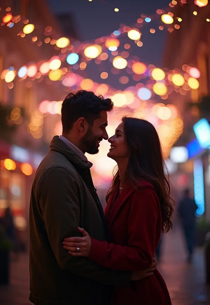 28 NYE Picture Ideas Couple Edition That Feel Festive - 19. Festival of Lights