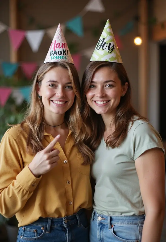 28 NYE Picture Ideas Couple Edition That Feel Festive - 21. Personalized Party Hats